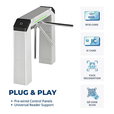 304 Stainless Steel Bi-Directional IP54 Protected Tripod Turnstile Gate for High Traffic Access Control